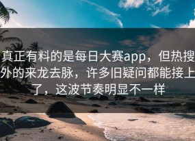 真正有料的是每日大赛app，但热搜外的来龙去脉，许多旧疑问都能接上了，这波节奏明显不一样