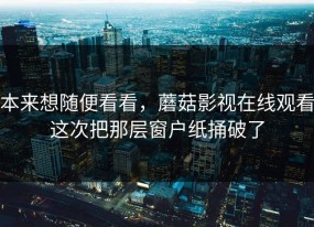 本来想随便看看，蘑菇影视在线观看这次把那层窗户纸捅破了