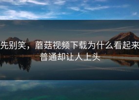 先别笑，蘑菇视频下载为什么看起来普通却让人上头