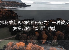 探秘蘑菇视频的神秘魅力：一种被反复提起的“普通”功能