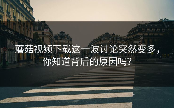 蘑菇视频下载这一波讨论突然变多，你知道背后的原因吗？
