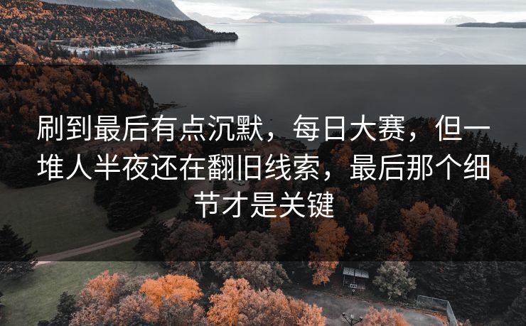 刷到最后有点沉默，每日大赛，但一堆人半夜还在翻旧线索，最后那个细节才是关键