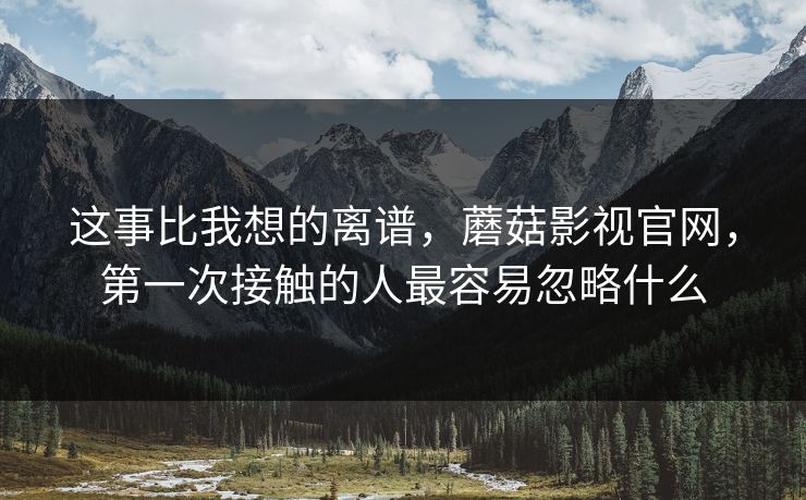 这事比我想的离谱，蘑菇影视官网，第一次接触的人最容易忽略什么