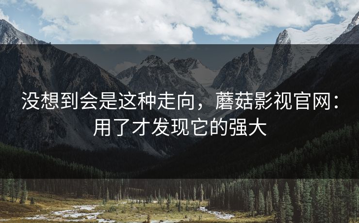 没想到会是这种走向，蘑菇影视官网：用了才发现它的强大