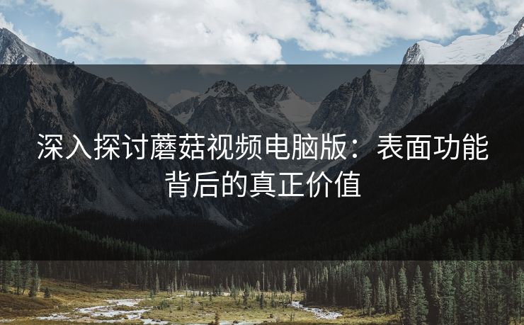 深入探讨蘑菇视频电脑版：表面功能背后的真正价值