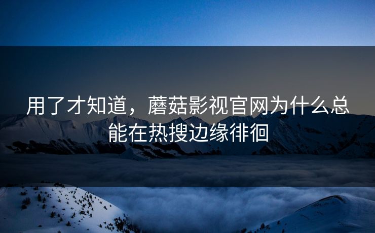 用了才知道，蘑菇影视官网为什么总能在热搜边缘徘徊