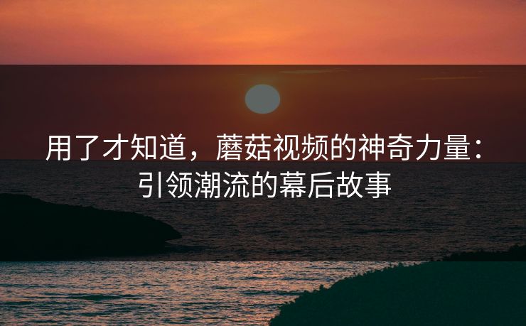 用了才知道，蘑菇视频的神奇力量：引领潮流的幕后故事