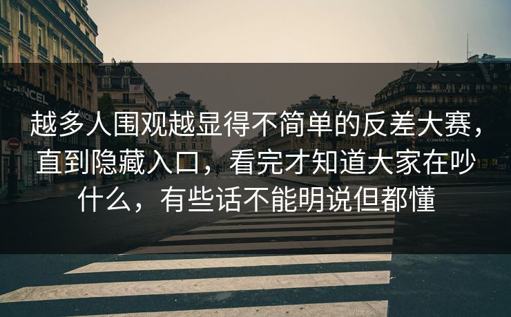 越多人围观越显得不简单的反差大赛，直到隐藏入口，看完才知道大家在吵什么，有些话不能明说但都懂