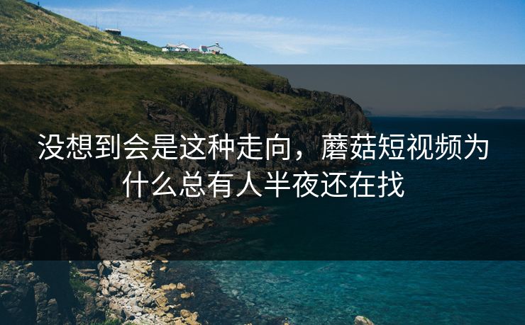 没想到会是这种走向，蘑菇短视频为什么总有人半夜还在找